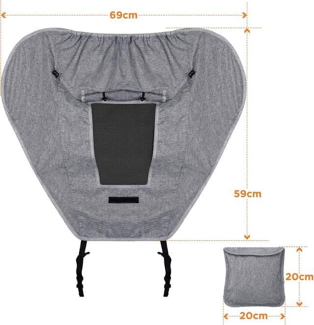 Detalle de GeeRic Pare-soleil de poussette bébé UPF50+ (gris) pour protection solaire