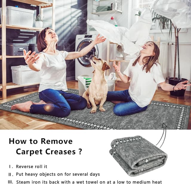 Detalle 2 de Homcomodar non-slip carpet runner for hallways, grey (80x200cm)