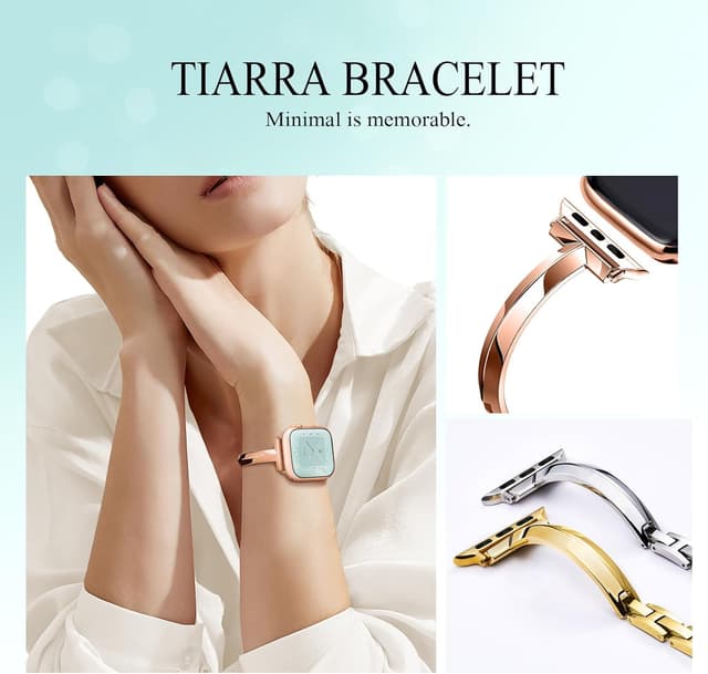 Detalle de Missair Thin Band slim metal strap for Apple Watch (40/41/38/42/44/45/46/49mm) in 316L stainless steel