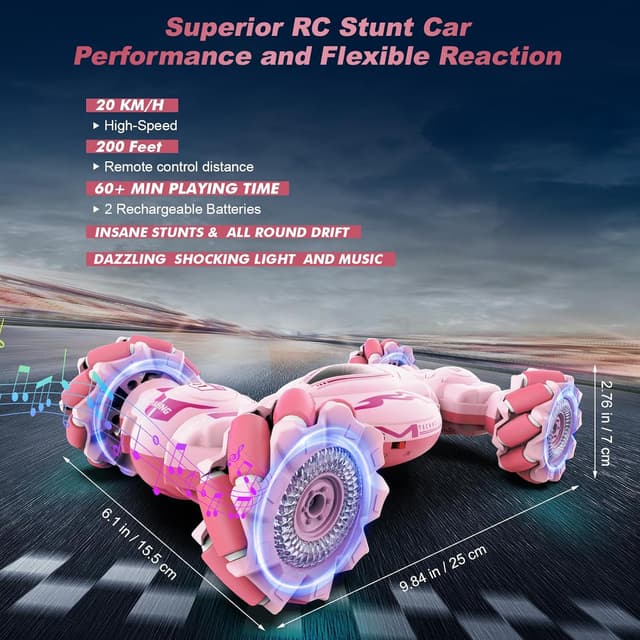 Thumbnail 6 de Fosgoit Pink 4WD Gesture Sensing RC Stunt Car (2.4GHz) for Girls 6–12