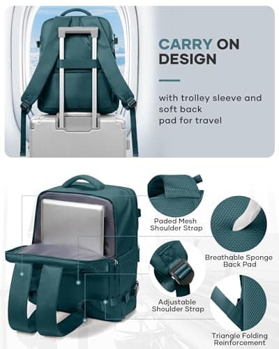 Detalle de BJLFS mochila de cabina 40x30x20 compatible Ryanair/Wizz Air/Vueling, portátil 17" y compartimento seco-húmedo (azul eléctrico)