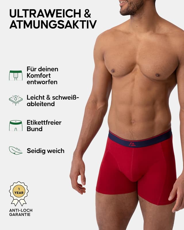 Thumbnail 2 de DANISH ENDURANCE Bambus Boxershorts Herren 3er Pack