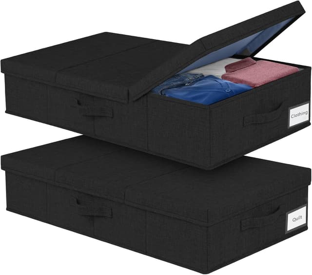 Detalle de Unterbett-Aufbewahrungsbox (2er-Set) mit Deckel – 79 x 40 x 15 cm, faltbar & stapelbar