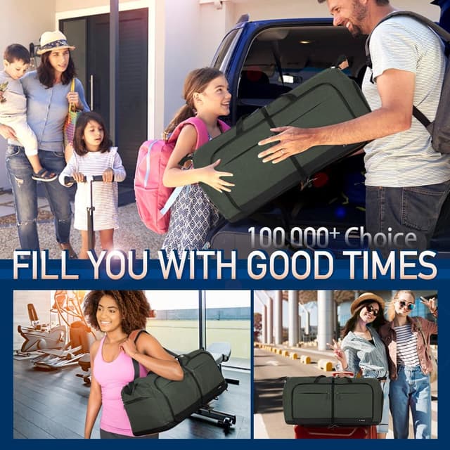 Thumbnail 5 de Lekesky Reisetasche Damen 80L – faltbare Weekender- & Sporttasche mit Schuhfach, wasserdicht (grün)