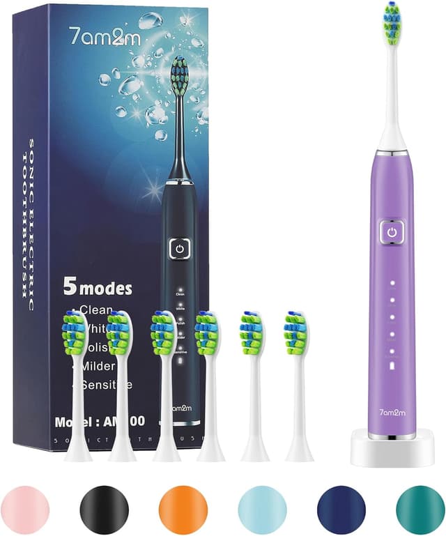 Thumbnail 6 de 7AM2M Sonic Electric Toothbrush for Kids (Black) with 6 Brush Heads, 90-Day Battery and 5 Brushing Modes