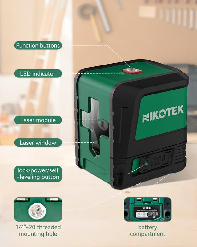 Thumbnail 4 de Nikotek Green Laser Level self-levelling with tripod 📐