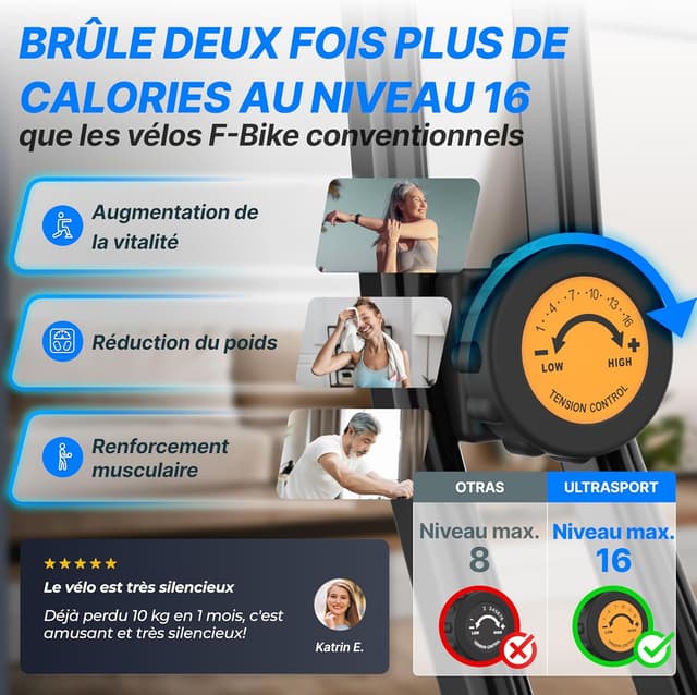 Thumbnail 6 de Ultrasport F-Bike Pro Vélo d’appartement pliable