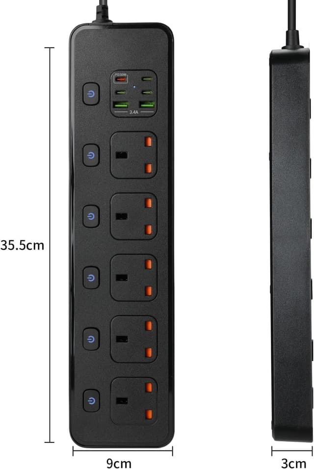 Thumbnail 5 de BOCHLION 6 USB Ports 5-Way Extension Lead with PD30W Socket