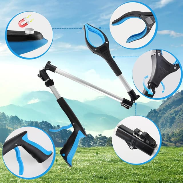 Detalle 2 de LINKINNO Pinza telescopica da 91 cm con punta magnetica e testa rotante 360°