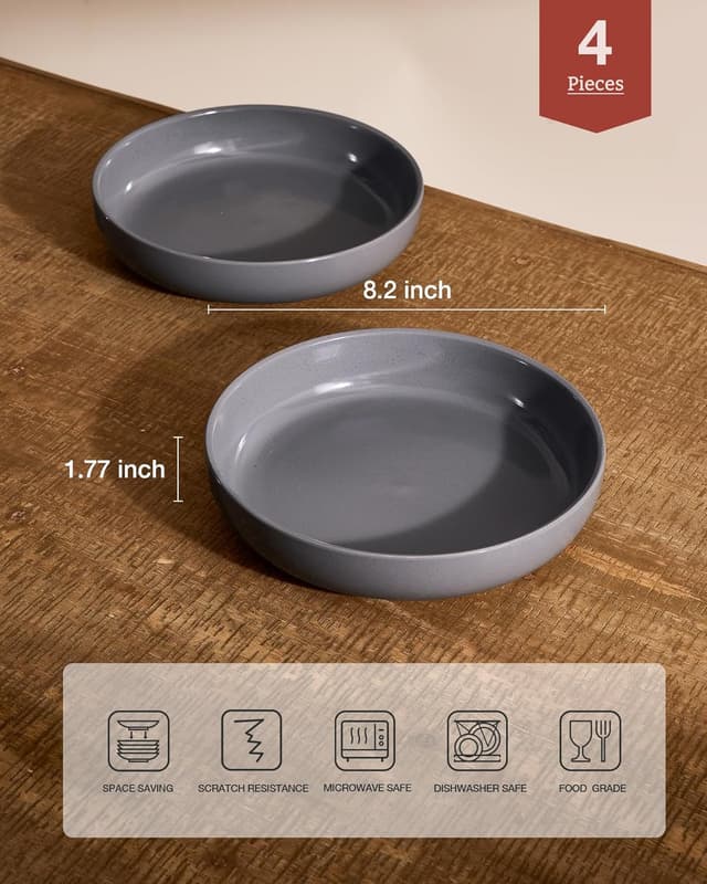 Detalle de famiware Milkyway 33 oz Bowl Set (Set of 4) for Pasta, Salad & More, Dark Gray Speckled Stoneware