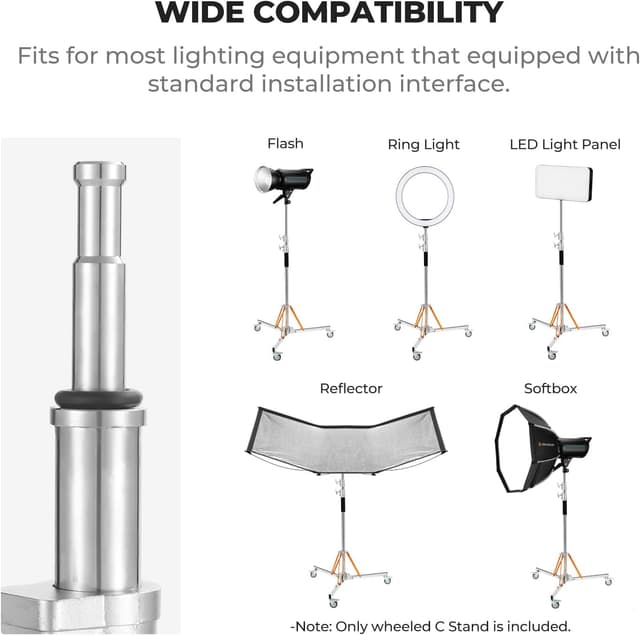 Detalle 1 de K&F CONCEPT Heavy Duty Light Stand with Casters (10.5ft/320cm Adjustable Tripod)