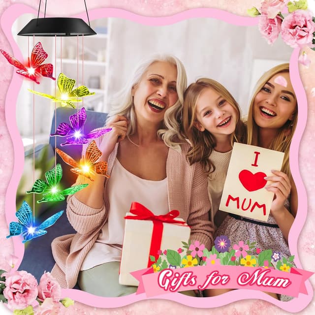 Thumbnail 2 de Winzwon Butterfly Solar Wind Chimes 6‑LED
