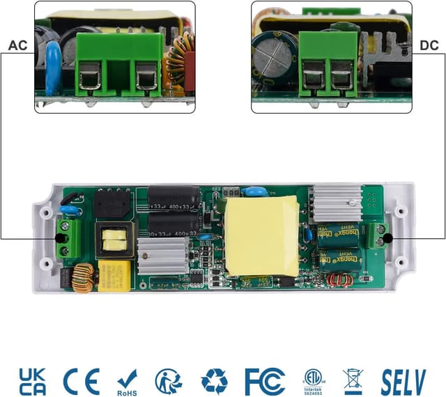 Detalle de VARICART LED Transformer 60W ultra-slim 24V DC driver (24V constant voltage, 240V AC input)