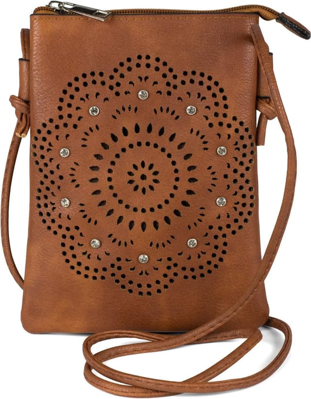 Detalle de Mini borsa a tracolla styleBREAKER da donna con fiori laser cutout e strass