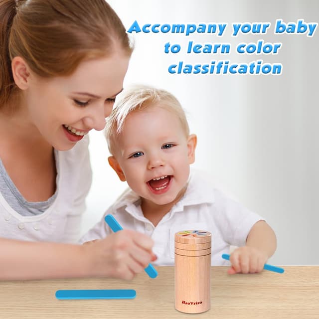 Detalle de HaoVrisn Montessori Holzspielzeug zum Sortieren & Stapeln (ab 1 Jahr) aus Buchenholz