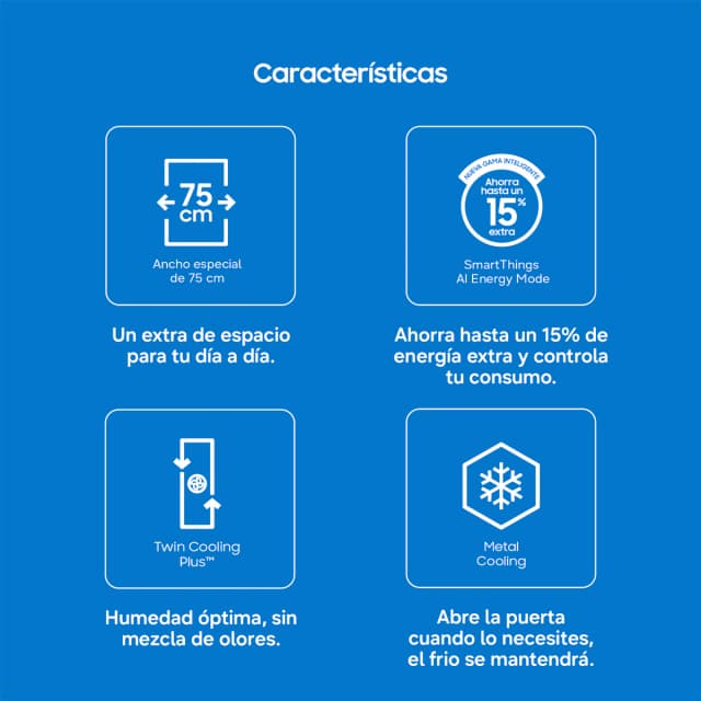 Detalle de Samsung RB53DG703CS9EF frigorífico combi 75 cm No Frost