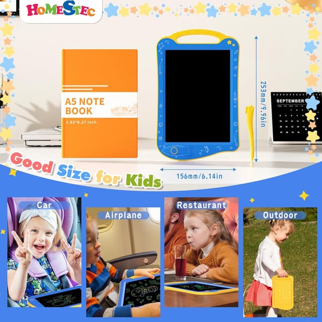 Detalle 2 de HOMESTEC AstroDraw Kinder Zeichentafeln – LCD Schreibtafel für kreatives Zeichnen & Buchstaben