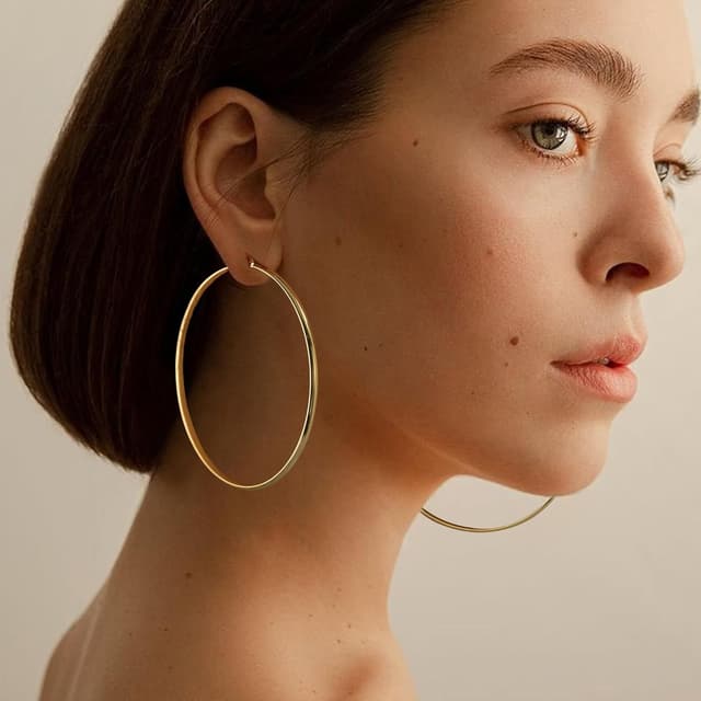 Detalle de RANKEEF große Creolen aus 925 Silber mit 3 mm Breite, hypoallergen – 30/40/50/60 mm