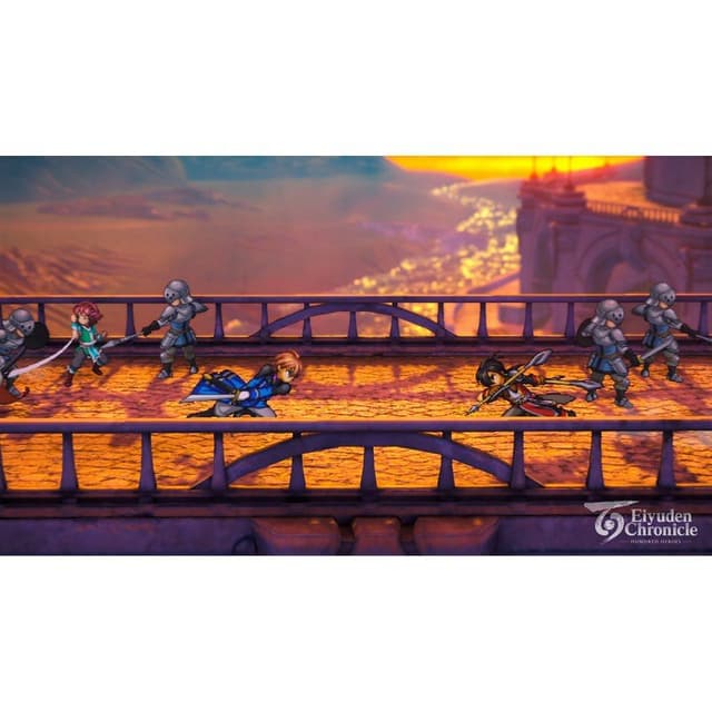 Detalle de Eiyuden Chronicle: Hundred Heroes para PS5 (505-games) — JRPG con pixel-art 2D y mundo 3DCG