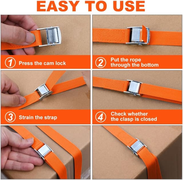 Detalle 2 de URAQT Cinchas de Amarre 180 kg 4 ud