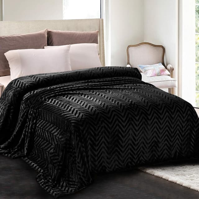 Detalle de Whale Flannel Fleece Queen Blanket 90x90 Black