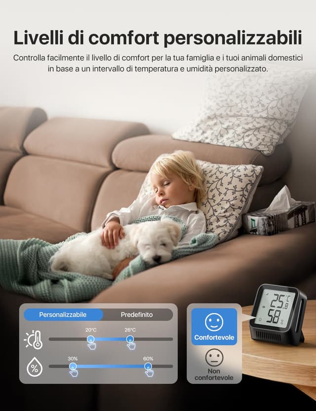 Detalle de X-Sense STH0A Termoigrometro Wi‑Fi interno con app (richiede base SBS50) – 3 pezzi