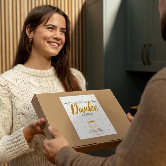 Detalle 2 de Kaffee Danke Geschenkset „Ich wollte nur mal Danke sagen“ (5 x 100 g) – Kaffeebohnen-Probierset