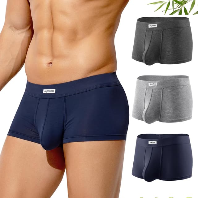 Detalle de Arjen Kroos Bambus-Boxershorts für Herren (3er-Pack) – weiche, atmungsaktive Unterwäsche