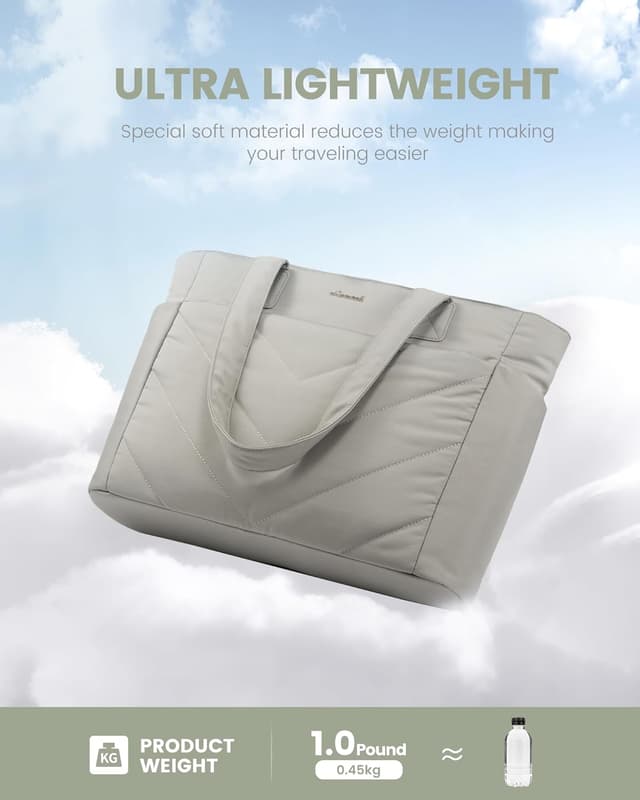 Detalle 2 de LOVEVOOK women’s lightweight puffer tote bag with zip and laptop compartment