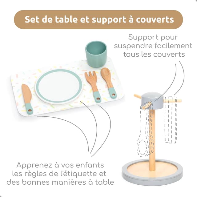 Thumbnail 3 de UMU Grand ensemble de vaisselle en bois 28 pièces 🍽