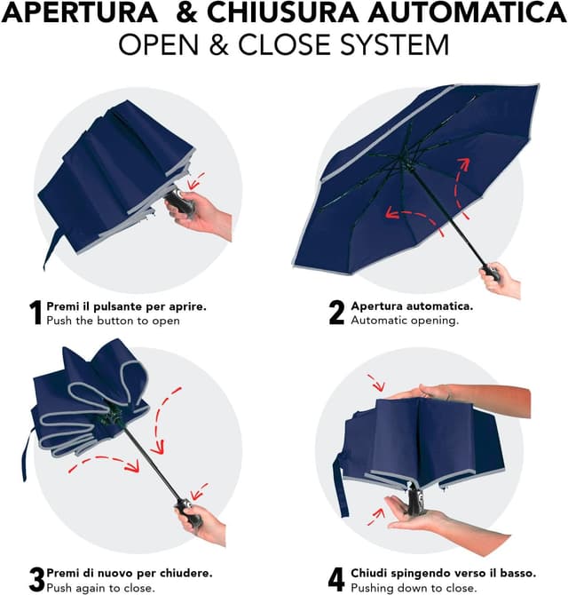 Thumbnail 5 de PERLETTI Ombrello Pieghevole Antivento 104 cm