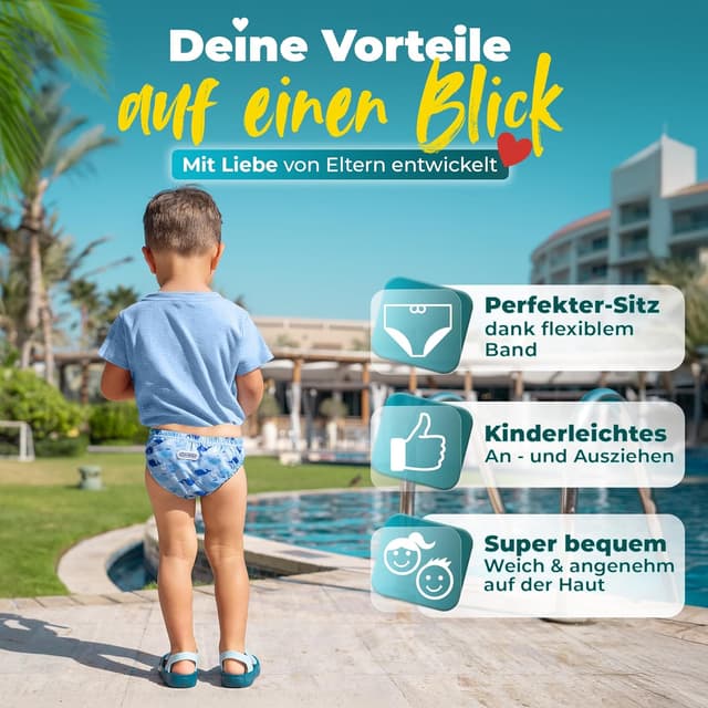 Detalle de KIDVERSE Schwimmwindel Baby Badehose (6–12 Monate) – wiederverwendbar & hautfreundlich, inkl. Tragetasche
