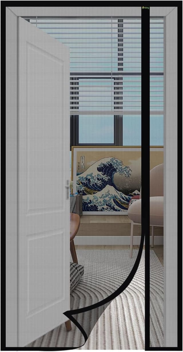 Detalle 2 de Sekey zanzariera magnetica per porte anti-gatto con apertura laterale 130x230 cm, colore nero