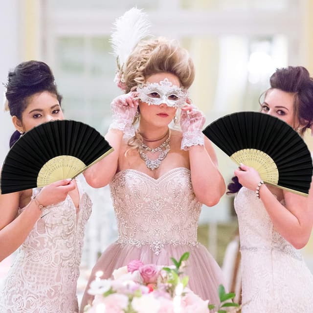 Detalle 2 de FANSOF.FANS Silk hand fan pack 10, black 🪶