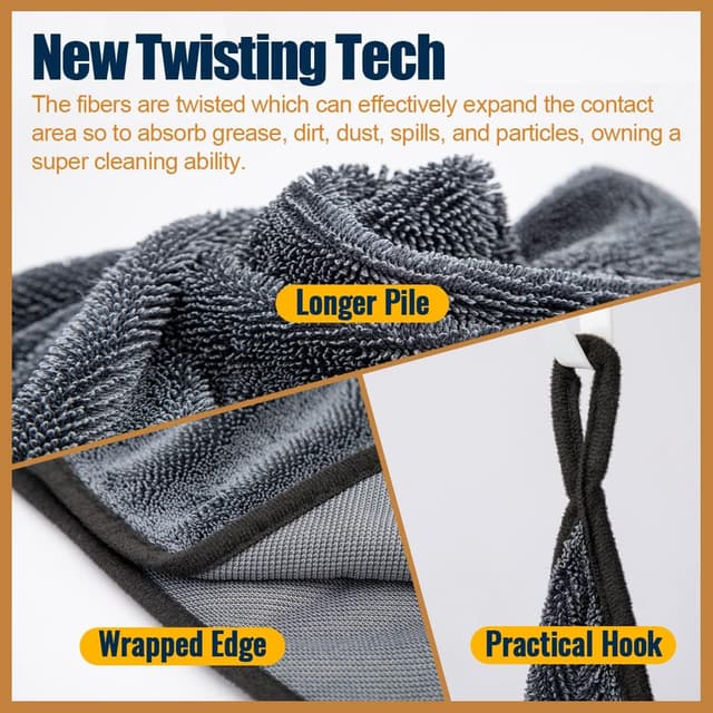 Detalle 2 de Airlab Mikrofaser Trockentuch XXL (90 x 60 cm) – fusselfrei & kratzfrei fürs Autotrocknen und Polieren