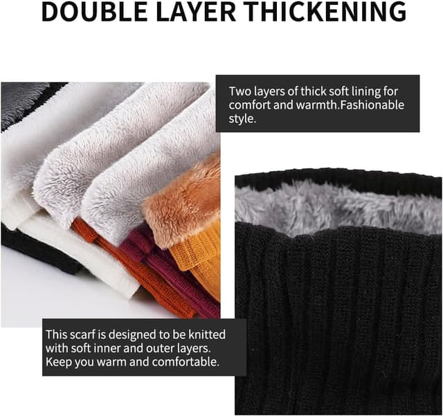 Detalle de Cache-cou en polaire coupe-vent HGDGears en laine tricotée et cachemire (double couche) pour l’hiver