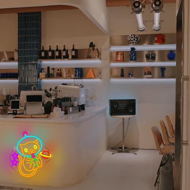 Thumbnail 6 de ineonlife Astronaut Milk Tea Cat neon sign (dimmable, USB powered) for wall decor