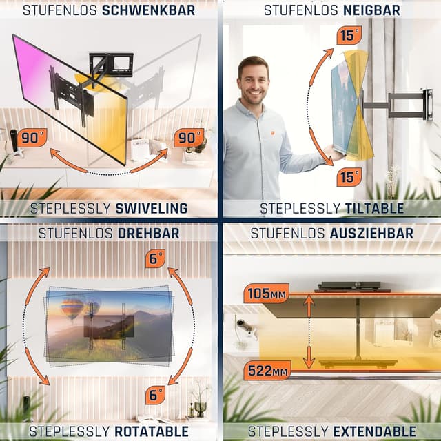 Detalle 1 de RICOO R23-S TV Wandhalterung 40-75 Zoll