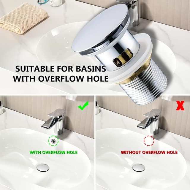 Detalle de kelleria Piletta universale per lavabo bagno con click-clack e troppopieno cromata