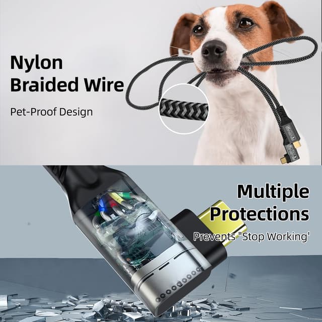 Thumbnail 6 de CAKOBLE 2-Pack 3m USB-C 3.2 right-angle cable (90°) for 20Gbps, up to 240W PD 3.1 and 4K/5K video