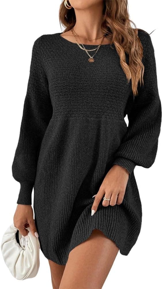 Imagen de Saodimallsu Sweater Dress Lantern Sleeve 👗 en OfertitasTOP