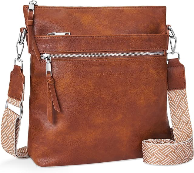Detalle de MOCOCITO Umhängetasche Damen im Crossbody-Style mit breitem, verstellbarem Gurt (29 x 27 x 7,5 cm)