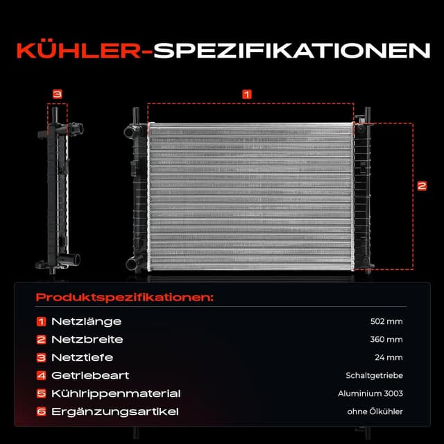 Detalle 2 de Frankberg Wasserkühler / Motorkühler für Schaltgetriebe – kompatibel u. a. mit Fiesta V und Fusion (1214784)