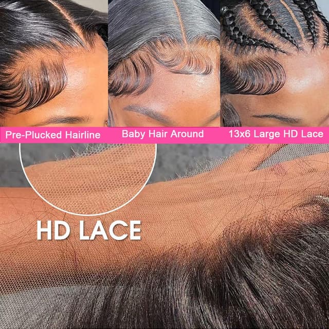 Thumbnail 6 de TONHONK 30-Inch Deep Wave Lace Front Wig (13x6 HD Lace, 200% Density, Human Hair, Glueless)