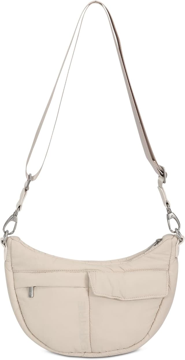 Detalle de Expatrié Vivy — sac bandoulière demi-lune pour femme, imperméable, format crescent