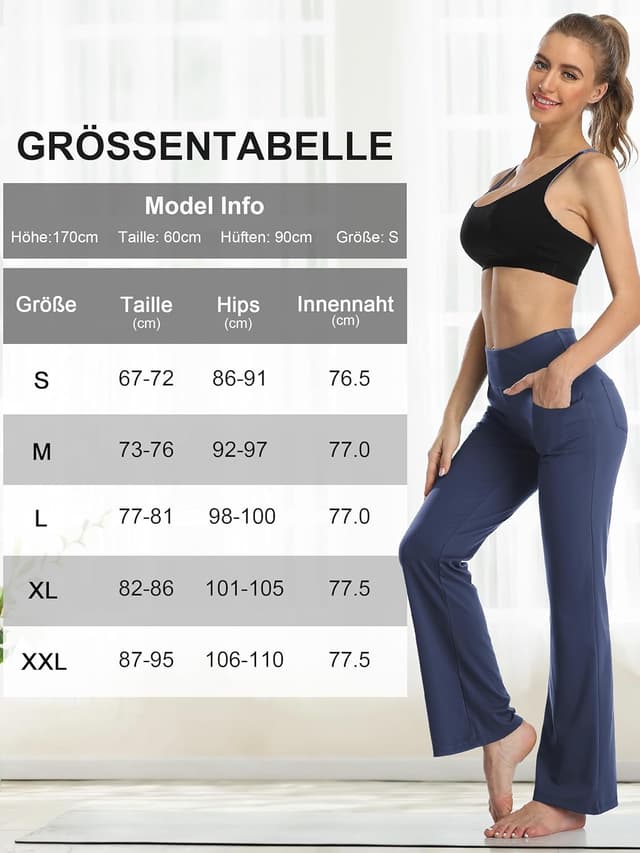 Detalle 2 de MOVE BEYOND Pantalon et pantacourt de yoga bootcut pour femmes à 4 poches et contrôle du ventre