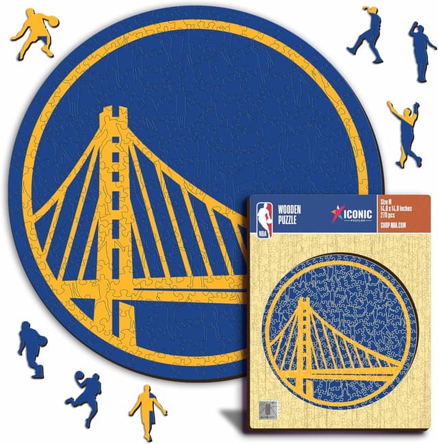Detalle de Puzzle di legno Iconic Puzzles Golden State Warriors (Logo) – taglia S, 150 pezzi, 100% sostenibile