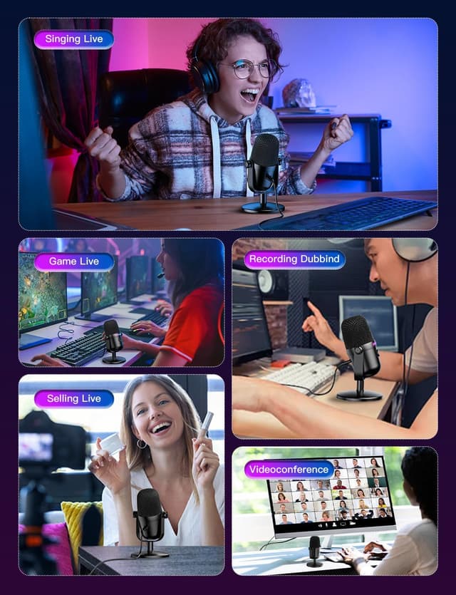 Thumbnail 6 de ONIKUMA GAMING USB Condenser Gaming Microphone with Noise Cancellation & Mute Button (Black)