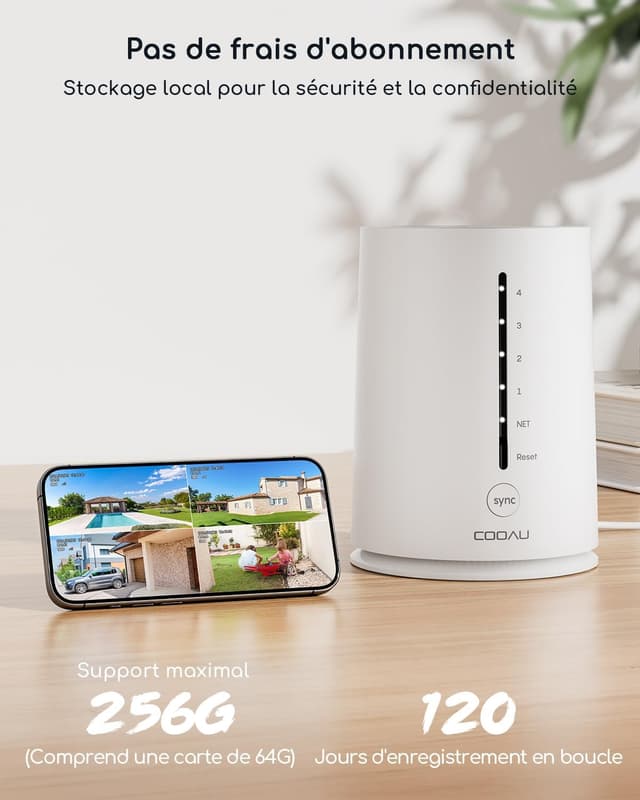 Detalle 2 de COOAU 4MP Surveillance WiFi 2,5K 64 Go