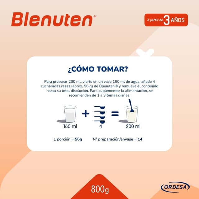 Detalle 2 de Blenuten Cola Cao 800g 🥄 Suplemento para Niños +Vitaminas